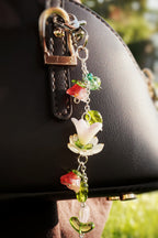 Red Lotus | Glass Flower Keychain | Handmade