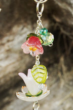 Red Lotus | Glass Flower Keychain | Handmade
