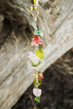 Red Lotus | Glass Flower Keychain | Handmade